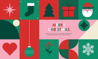 Geometric Christmas Seamless Pattern with Christmas Flat Icons Elements for Wrapping Paper, Background, or Wallpaper vector
