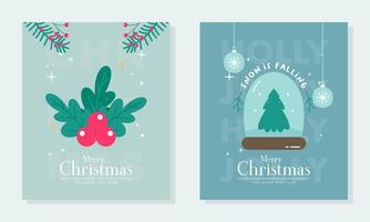 Flat Design Collection of Christmas and Happy New Year Cards. Design Template for Invitation, Social Media, Poster, and Greeting Cards vector