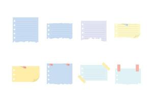 Torn Note Paper Set Hand Drawn Torn Paper Pieces with Pins and Tape vector