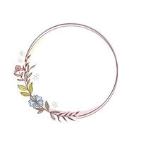 Hand-Drawn Botanical Wreath in Watercolor Style vector