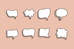 Speech Bubble Set Hand Drawn Black Outline with White Background vector