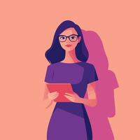 Portrait of a Confident Young Woman Using a Tablet vector