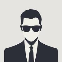 Monochrome Silhouette of a Man in Suit Wearing Sunglasses vector