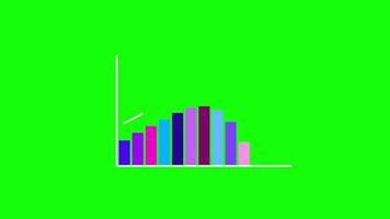 Bar graph growth up animation on green screen suitable for rising business with arrow line, Infographic motion 4k video