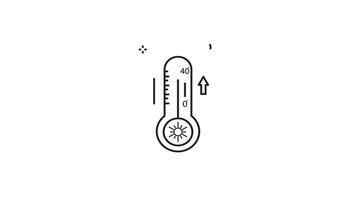 hot Weather temperature thermometer line art minimalist animation 2D for summer concept , simple weather icon animated footage motion graphic illustration design video