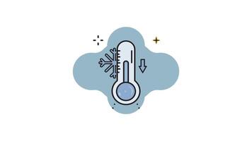 Weather temperature thermometer line color animation 2D for winter concept , simple weather icon animated footage motion graphic illustration design video