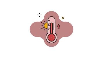 hot Weather temperature thermometer line color animation 2D for summer concept , simple weather icon animated footage motion graphic illustration design video