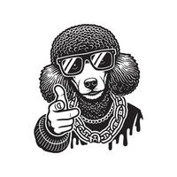 A black and white poodle dog head icon vector
