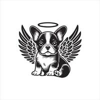 French Bulldog corgi Angel Wings and Halo Design Svg vector