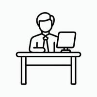 Man working at desk illustration vector