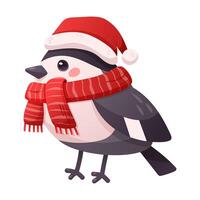 Cute bird character in red cap and scarf vector