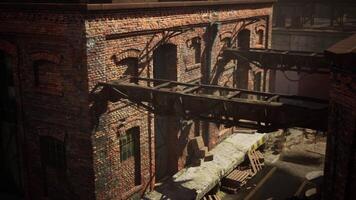 Abandoned brick factory in ruins with collapsing structure over time video
