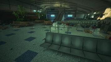 Exploring the remnants of an abandoned airport terminal filled with debris video