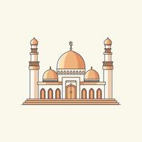Simple Mosque Illustration with Symmetrical Architecture and Subtle Warm Tones vector