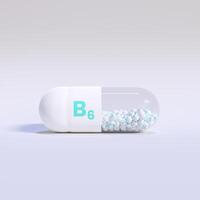Vitamin B6 With White Capsule, Granules and Background photo