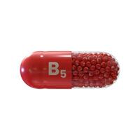 Vitamin B5 With Red Capsule, Granules and White Background photo