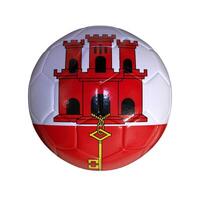 Flag of Gibraltar on a Soccer Ball with a White Background photo