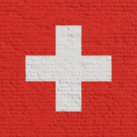 Brick Wall With Flag Of Switzerland photo