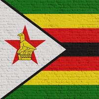 Brick Wall With Flag Of Zimbabwe photo