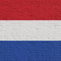 Brick Wall With Flag Of Netherlands photo