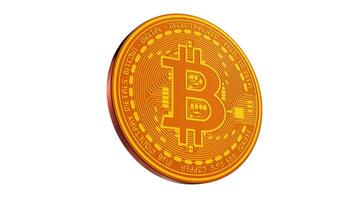 Single Gold Bitcoin With White Background photo