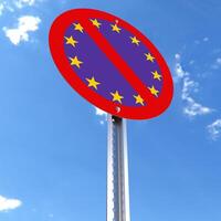 Do Not Enter sign with the flag of EU photo