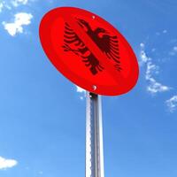 Do Not Enter sign with the flag of Albania photo