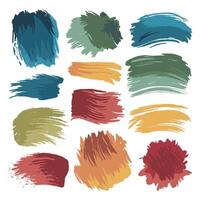 A collection of colorful brush strokes on a white background vector
