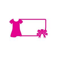 A pink dress with a ribbon and a frame vector