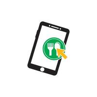A smartphone with a fork and knife icon on it vector