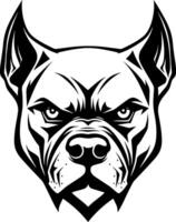 Minimalist black and white illustration of an angry pitbull head, perfect for logos. Now available as a . vector
