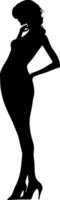 illustration featuring a black silhouette of a woman in full length, ideal for elegant and versatile graphic design applications. vector