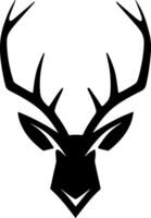 Black minimalist logo featuring a deer head, perfect for elegant and sophisticated branding. vector
