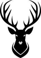 Black minimalist logo featuring a deer head, perfect for elegant and sophisticated branding. vector