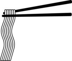 black chinese noodle chopsticks without background vector