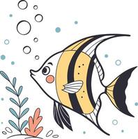 An illustration of a fish with bubbles and bubbles vector