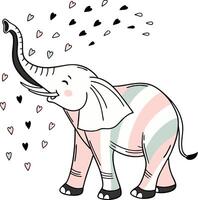 An elephant with hearts on it's trunk vector