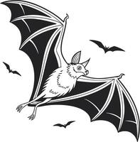 A bat flying in the air with bats flying around it vector