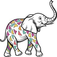 An elephant with colorful geometric patterns on its back vector