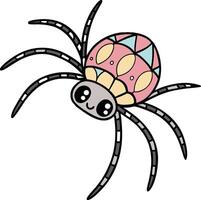 A cartoon spider with a colorful pattern vector