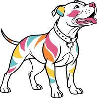 A colorful dog with a colorful bow on its head vector