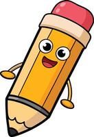 A cartoon pencil with eyes and a smile vector