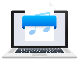 Aac file playing on a laptop computer, audio file format concept png