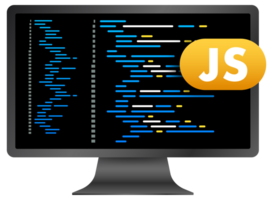 Computer screen displaying javascript code for software development png