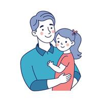 Parent and Child Bond Tender Father and Daughter Illustration Showcasing Care and Affection vector