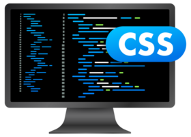 Computer screen showing css code programming web development png