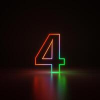 3d Render, Number 1 Glowing in the Dark, Gradient Neon Light photo