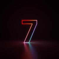 3d Render, Number 1 Glowing in the Dark, Gradient Neon Light photo