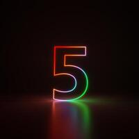 3d Render, Number 1 Glowing in the Dark, Gradient Neon Light photo