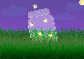 Fireflies in a jar vector